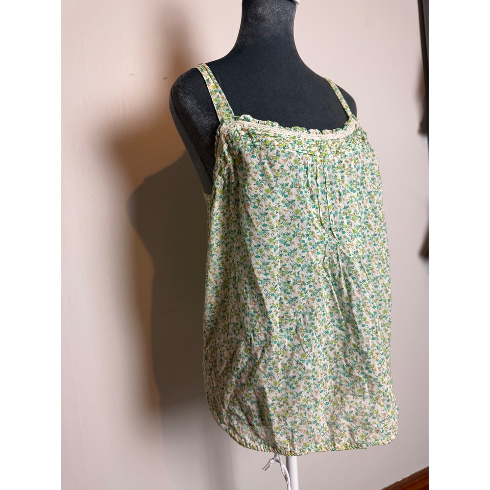 Y2K Floral Pintuck Lace Trim Cami tank top twee dainty Cottagecore country M